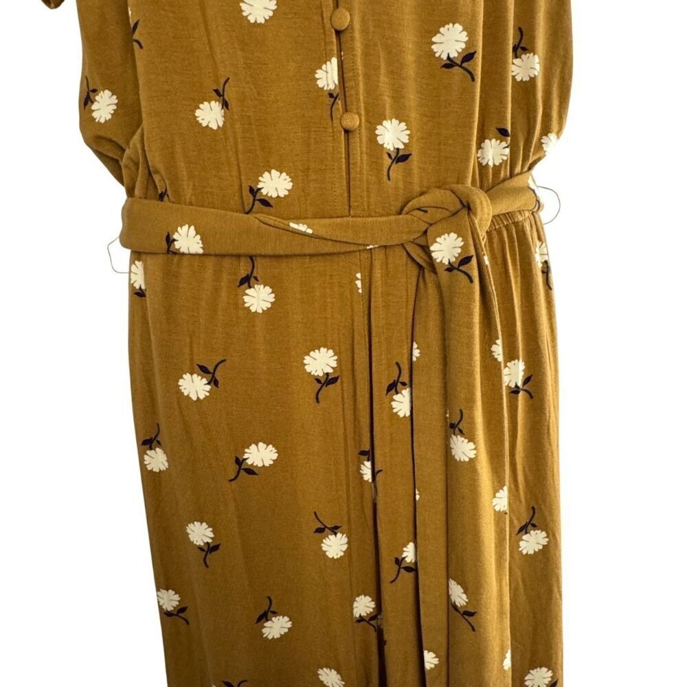 Matilda Jane Up In Front Romper Mustard Yellow White Daisy Belted Size Lrg EUC - Picture 4 of 9